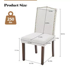 Chaises de salle à manger modernes sans accoudoirs avec tissu rembourré, garniture cloutée et pieds en bois