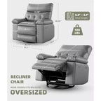 Fauteuil inclinable surdimensionné pour adultes - Canapé inclinable en cuir PU avec mousse haute densité, siège large et inclinaison manuelle douce