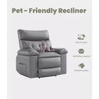 Fauteuil inclinable surdimensionné pour adultes - Canapé inclinable en cuir PU avec mousse haute densité, siège large et inclinaison manuelle douce