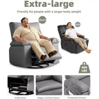 Fauteuil inclinable surdimensionné pour adultes - Canapé inclinable en cuir PU avec mousse haute densité, siège large et inclinaison manuelle douce