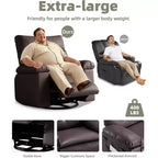 Fauteuil inclinable surdimensionné pour adultes - Canapé inclinable en cuir PU avec mousse haute densité, siège large et inclinaison manuelle douce