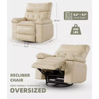 Fauteuil inclinable surdimensionné pour adultes - Canapé inclinable en cuir PU avec mousse haute densité, siège large et inclinaison manuelle douce