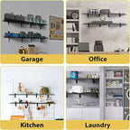Lot de 2 étagères de rangement murales flottantes pour garage, étagère murale de garage robuste de 50 x 120 cm avec crochets, étagères flottantes, capacité de charge de 254 kg