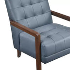 Fauteuil d'appoint confortable en cuir Okak, fauteuil de salon contemporain avec coussin touffeté rembourré, fauteuil en bois au fini noyer