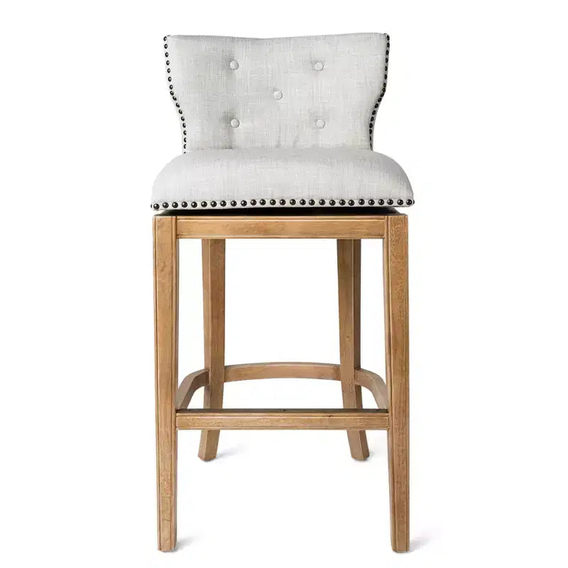 Tabouret de bar à dossier ailé en tissu Hugo Maven Lane