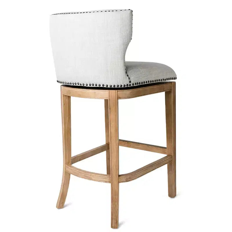 Tabouret de bar à dossier ailé en tissu Hugo Maven Lane