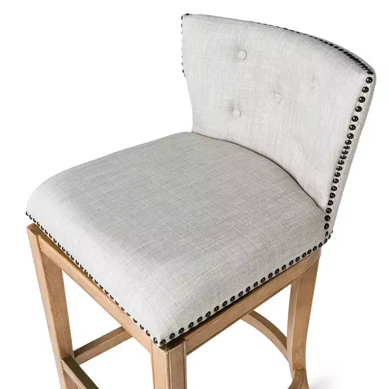 Tabouret de bar à dossier ailé en tissu Hugo Maven Lane