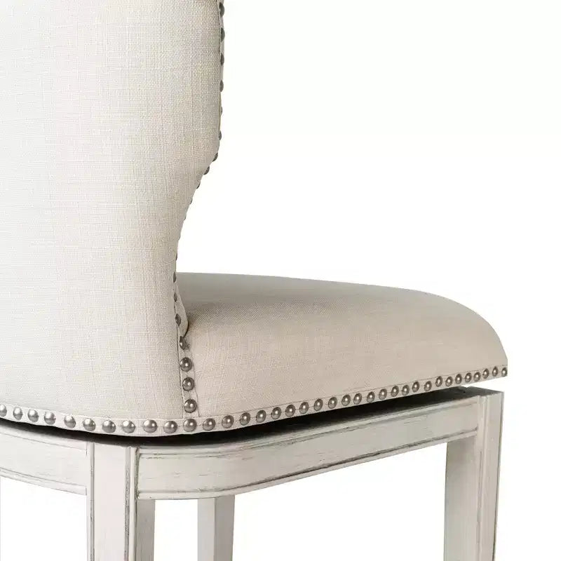 Tabouret de bar à dossier ailé en tissu Hugo Maven Lane