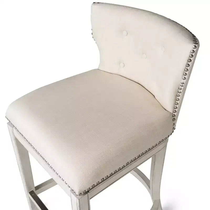 Tabouret de bar à dossier ailé en tissu Hugo Maven Lane