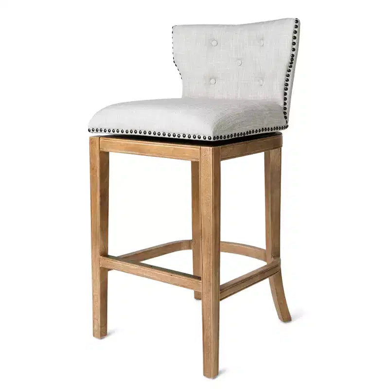 Tabouret de bar à dossier ailé en tissu Hugo Maven Lane