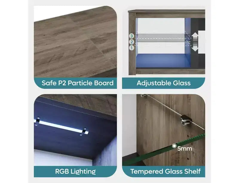 Meuble TV 71 Bestier, meuble de divertissement moderne pour téléviseurs jusqu'à 75 pouces avec éclairage LED, table console TV avec étagères de rangement pour salon