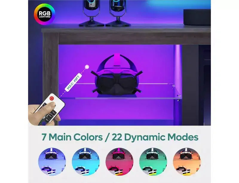 Meuble TV 71 Bestier, meuble de divertissement moderne pour téléviseurs jusqu'à 75 pouces avec éclairage LED, table console TV avec étagères de rangement pour salon