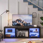 Meuble TV 71 Bestier, meuble de divertissement moderne pour téléviseurs jusqu'à 75 pouces avec éclairage LED, table console TV avec étagères de rangement pour salon