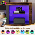 Meuble TV 71 Bestier, meuble de divertissement moderne pour téléviseurs jusqu'à 75 pouces avec éclairage LED, table console TV avec étagères de rangement pour salon