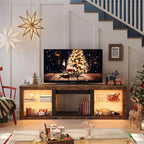 Meuble TV 71 Bestier, meuble de divertissement moderne pour téléviseurs jusqu'à 75 pouces avec éclairage LED, table console TV avec étagères de rangement pour salon