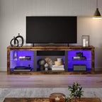 Meuble TV 71 Bestier, meuble de divertissement moderne pour téléviseurs jusqu'à 75 pouces avec éclairage LED, table console TV avec étagères de rangement pour salon
