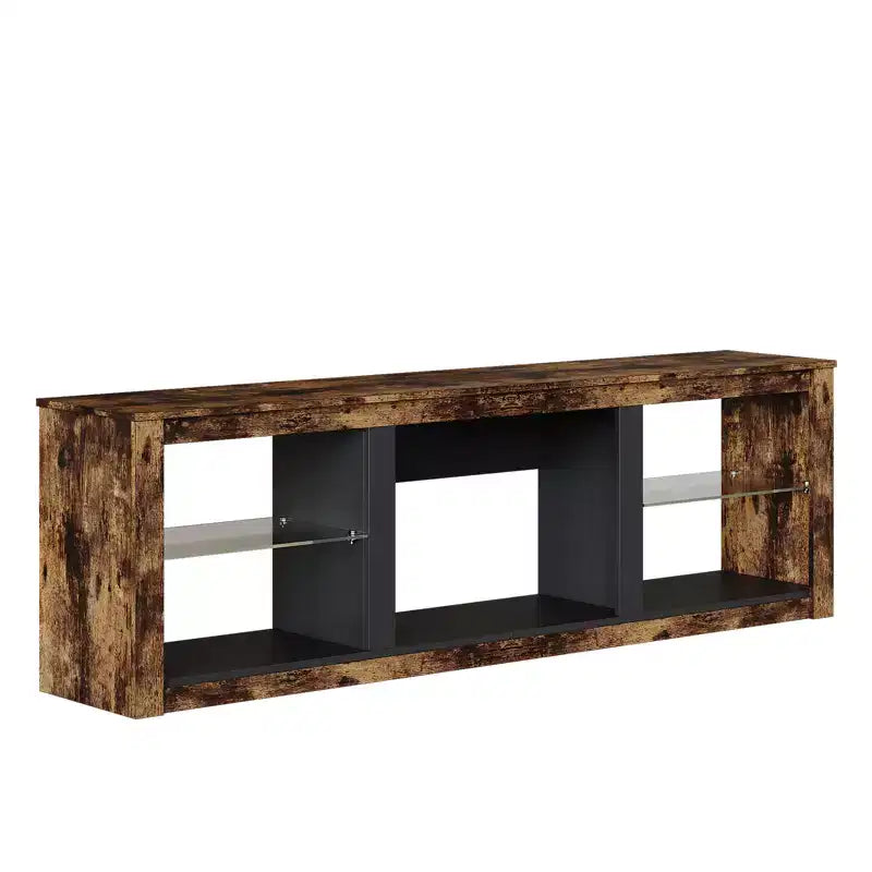 Meuble TV 71 Bestier, meuble de divertissement moderne pour téléviseurs jusqu'à 75 pouces avec éclairage LED, table console TV avec étagères de rangement pour salon