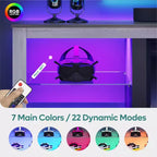 Meuble TV 71 Bestier, meuble de divertissement moderne pour téléviseurs jusqu'à 75 pouces avec éclairage LED, table console TV avec étagères de rangement pour salon