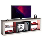 Meuble TV 71 Bestier, meuble de divertissement moderne pour téléviseurs jusqu'à 75 pouces avec éclairage LED, table console TV avec étagères de rangement pour salon