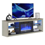Meuble TV 71 Bestier, meuble de divertissement moderne pour téléviseurs jusqu'à 75 pouces avec éclairage LED, table console TV avec étagères de rangement pour salon