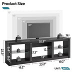 Meuble TV 71 Bestier, meuble de divertissement moderne pour téléviseurs jusqu'à 75 pouces avec éclairage LED, table console TV avec étagères de rangement pour salon