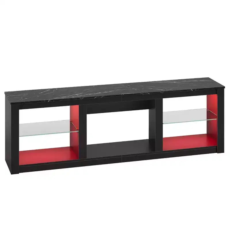 Meuble TV 71 Bestier, meuble de divertissement moderne pour téléviseurs jusqu'à 75 pouces avec éclairage LED, table console TV avec étagères de rangement pour salon