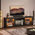 Bestier 71 TV Stand Modern Entertainment Center for TVs up to 75 with LED Light, TV Console Table with Storage Shelves for Living Room