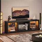 Bestier 71 TV Stand Modern Entertainment Center for TVs up to 75 with LED Light, TV Console Table with Storage Shelves for Living Room