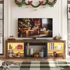Meuble TV 71 Bestier, meuble de divertissement moderne pour téléviseurs jusqu'à 75 pouces avec éclairage LED, table console TV avec étagères de rangement pour salon