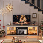 Meuble TV 71 Bestier, meuble de divertissement moderne pour téléviseurs jusqu'à 75 pouces avec éclairage LED, table console TV avec étagères de rangement pour salon