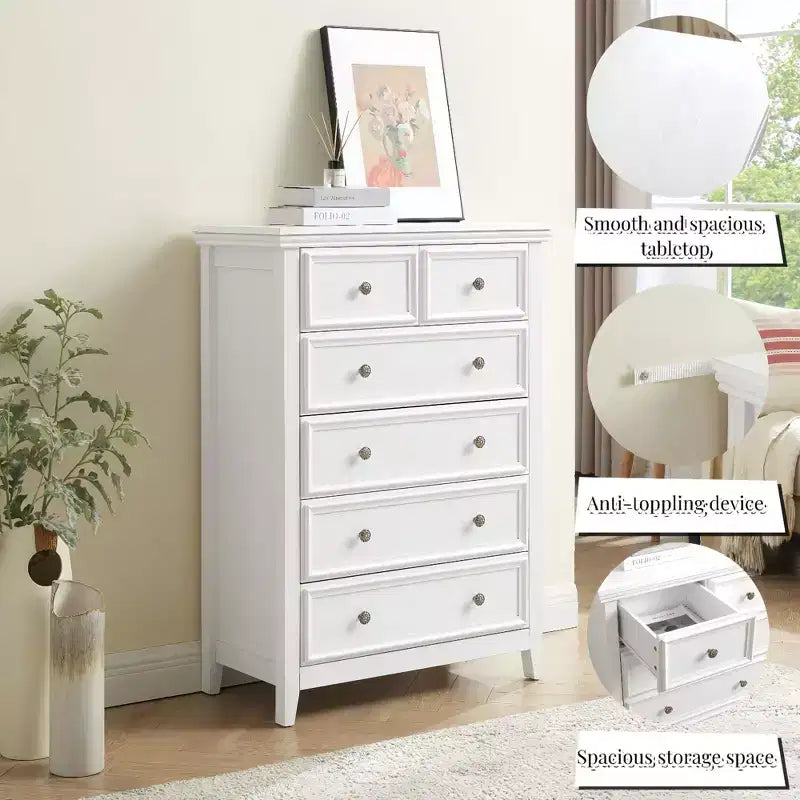 Commode moderne à 6 tiroirs, Armoire de rangement à 6 tiroirs, Organisateur de placard et Rangement pour vêtements