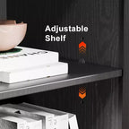 Meuble de rangement décoratif de 72 po à grain de bois noir avec suffisamment d'espace pour 12 tablettes