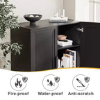 Meuble de rangement décoratif de 72 po à grain de bois noir avec suffisamment d'espace pour 12 tablettes