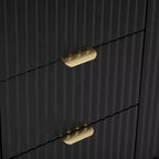 Meuble d'entrée avec motif ondulé, étagères réglables, 3 tiroirs et portes à fermeture douce, console de rangement avec poignées métalliques, adapté à la maison