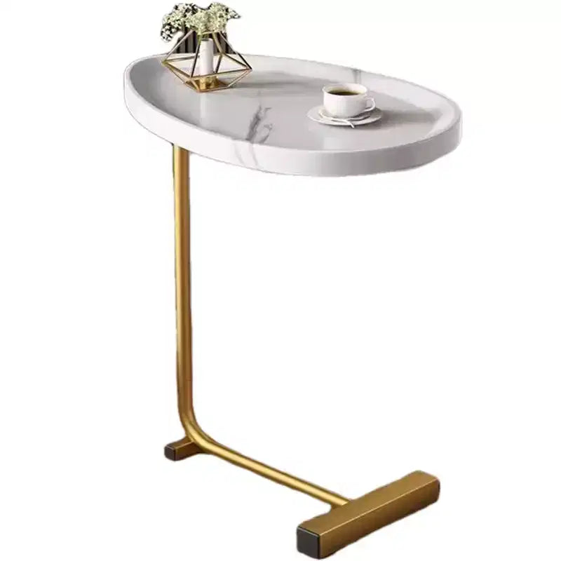 MAYEERTY Table d'appoint en C blanche, petite table de canapé pour salon et chambre à coucher