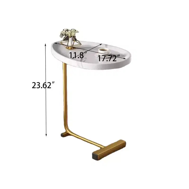 MAYEERTY Table d'appoint en C blanche, petite table de canapé pour salon et chambre à coucher
