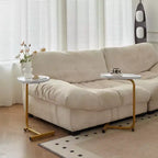 MAYEERTY Table d'appoint en C blanche, petite table de canapé pour salon et chambre à coucher