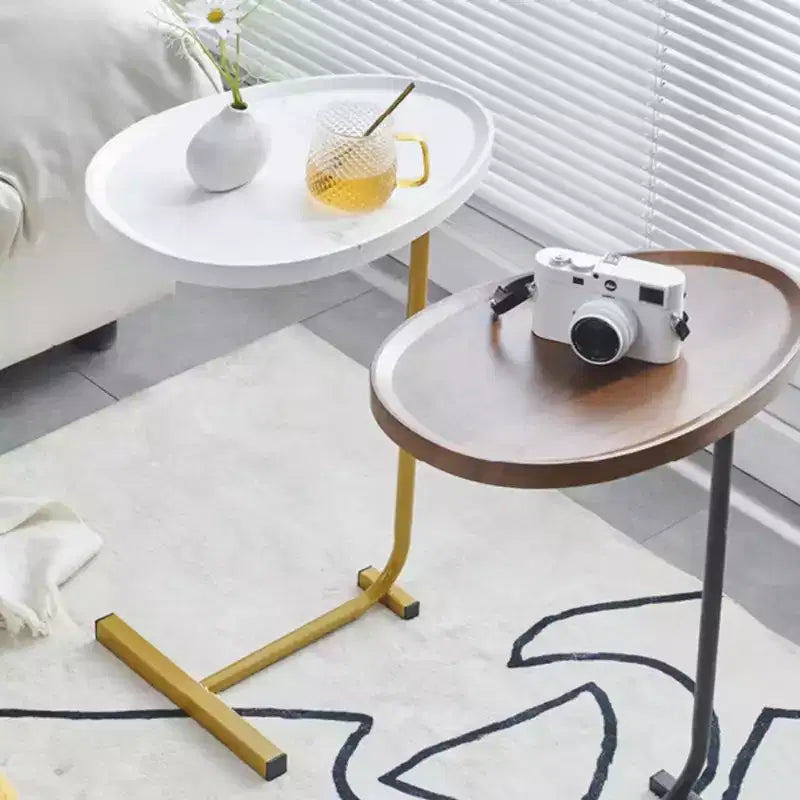 MAYEERTY Table d'appoint en C blanche, petite table de canapé pour salon et chambre à coucher