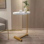 MAYEERTY Table d'appoint en C blanche, petite table de canapé pour salon et chambre à coucher
