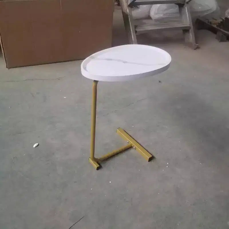 MAYEERTY Table d'appoint en C blanche, petite table de canapé pour salon et chambre à coucher