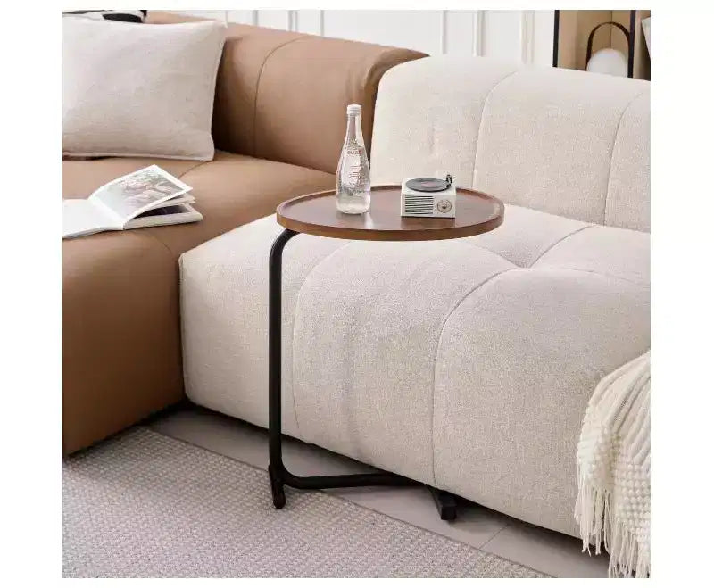 MAYEERTY Table d'appoint en C blanche, petite table de canapé pour salon et chambre à coucher