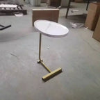 MAYEERTY Table d'appoint en C blanche, petite table de canapé pour salon et chambre à coucher