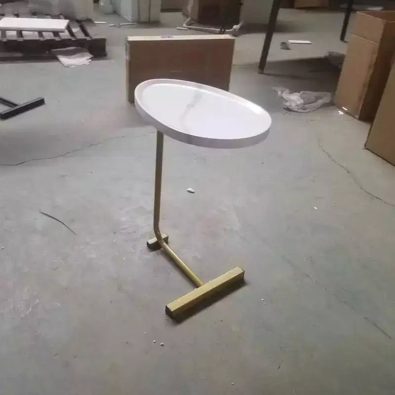 MAYEERTY Table d'appoint en C blanche, petite table de canapé pour salon et chambre à coucher