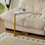 MAYEERTY Table d'appoint en C blanche, petite table de canapé pour salon et chambre à coucher