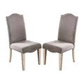 Simple Relax Set of 2 Side Chairs with Nailhead Trim Design in Gray and Antique White