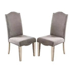 Simple Relax Set of 2 Side Chairs with Nailhead Trim Design in Gray and Antique White