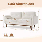 Canapé 2 places 65", canapé moderne du milieu du siècle, canapé douillet, canapé 2 places, canapé rembourré en lin, pour chambre à coucher ou petit espace