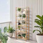 VEVOR Étagère 6 Niveaux en Bambou, Bibliothèque Ouverte en Bois, Organisateur de Rangement, Support de Fleurs sur Pied, Bibliothèque Multifonctionnelle, Naturel