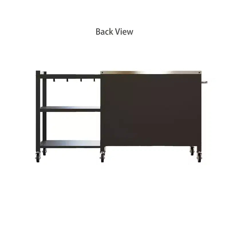 Famapy Tables à Manger d'Extérieur, Table de Barbecue avec Armoire de Rangement, Chariot de Bar en Acier Noir, Table de Cuisine