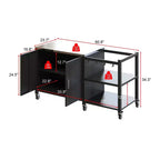 Famapy Tables à Manger d'Extérieur, Table de Barbecue avec Armoire de Rangement, Chariot de Bar en Acier Noir, Table de Cuisine